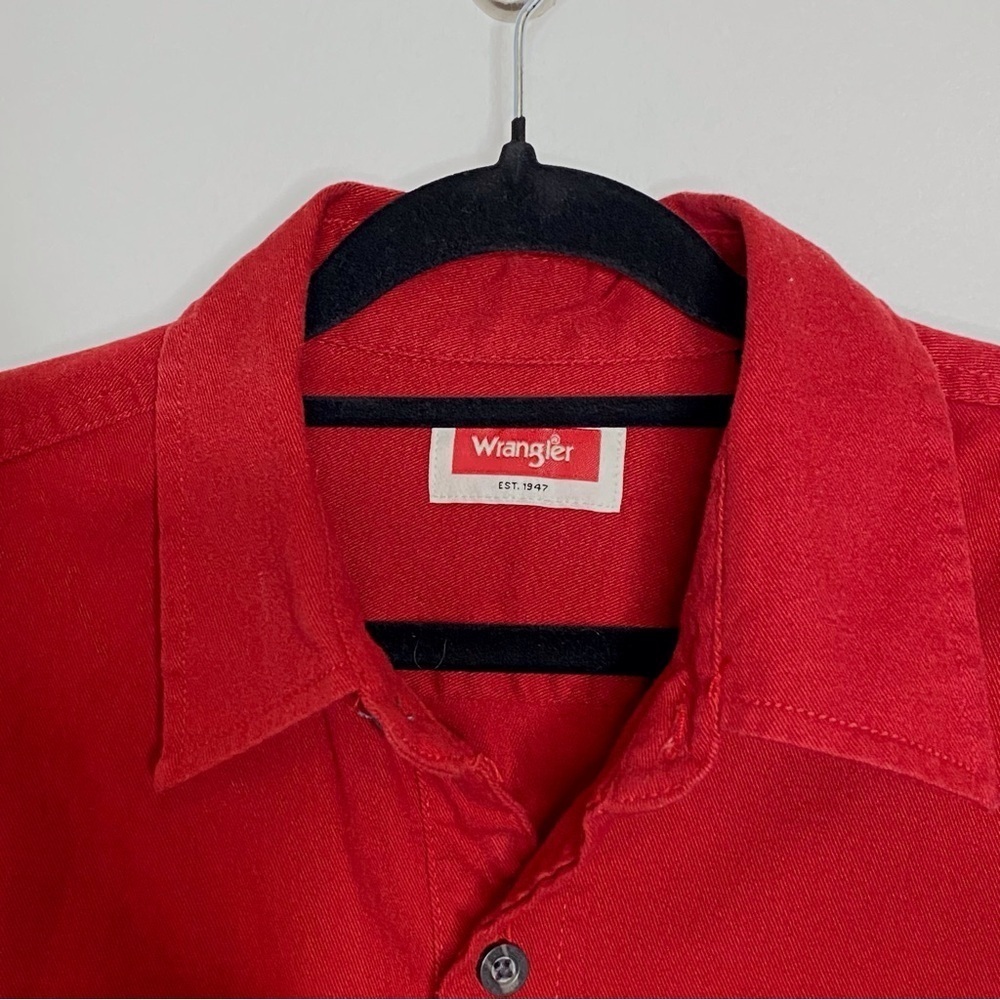 Men’s Vintage Wrangler EST. 1947 Red Cotton Button Down Casual Shirt Size S/P - Picture 10 of 12